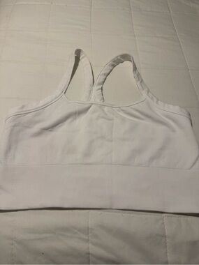 Athleta White Ribbed Sports Bra